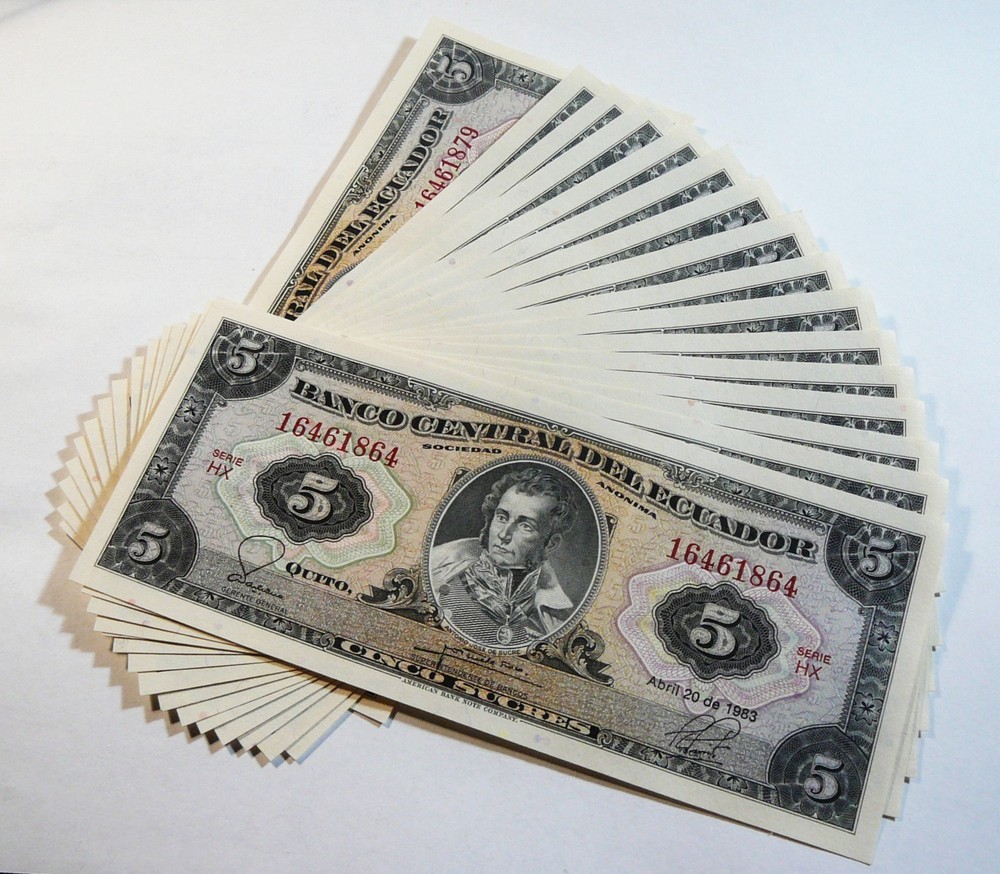 Ecuador 5 Sucres 1983 24 Consecutive Notes UNC