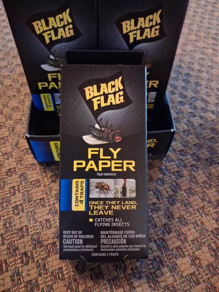 Black Flag Fly Paper Insect Trap *4 count per package*