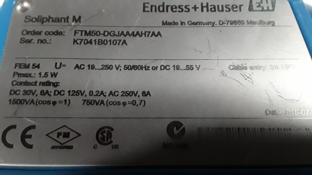 Endress Hauser Vibrating Level Sensor Soliphant M FTM50-DGJAA4AH7AA New no box