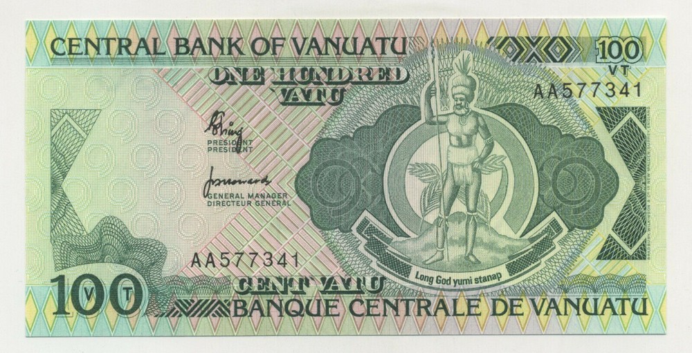 Vanuatu 100 Vatu ND 1982 Pick 1.a UNC Uncirculated Banknote