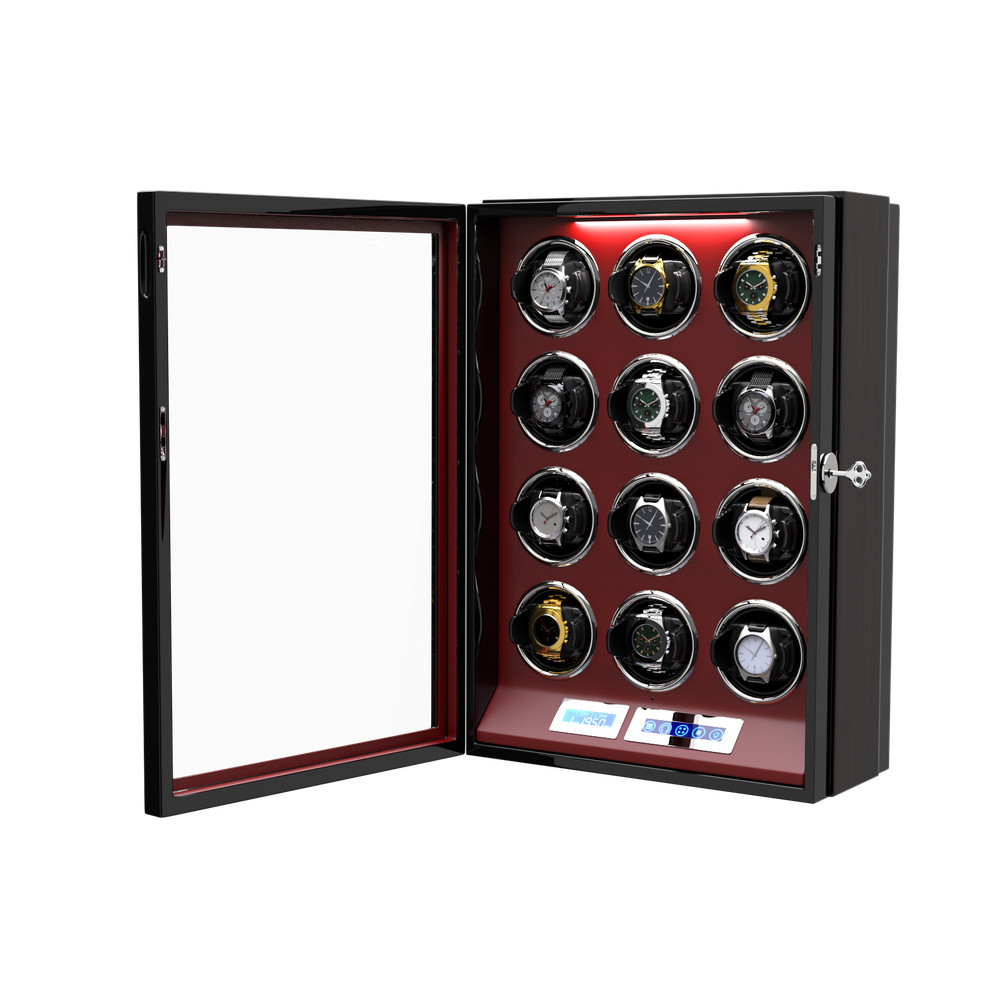 Automatic 12 Watch Winder Rotating Display Box LCD Touch Screen Display Case LED