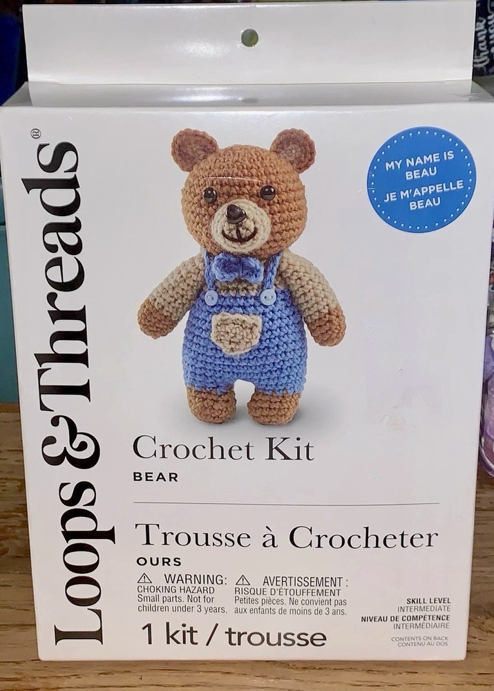Loops & Threads Crochet Kit Beau the Bear ~ Skill Level Intermediate ~NEW in BOX
