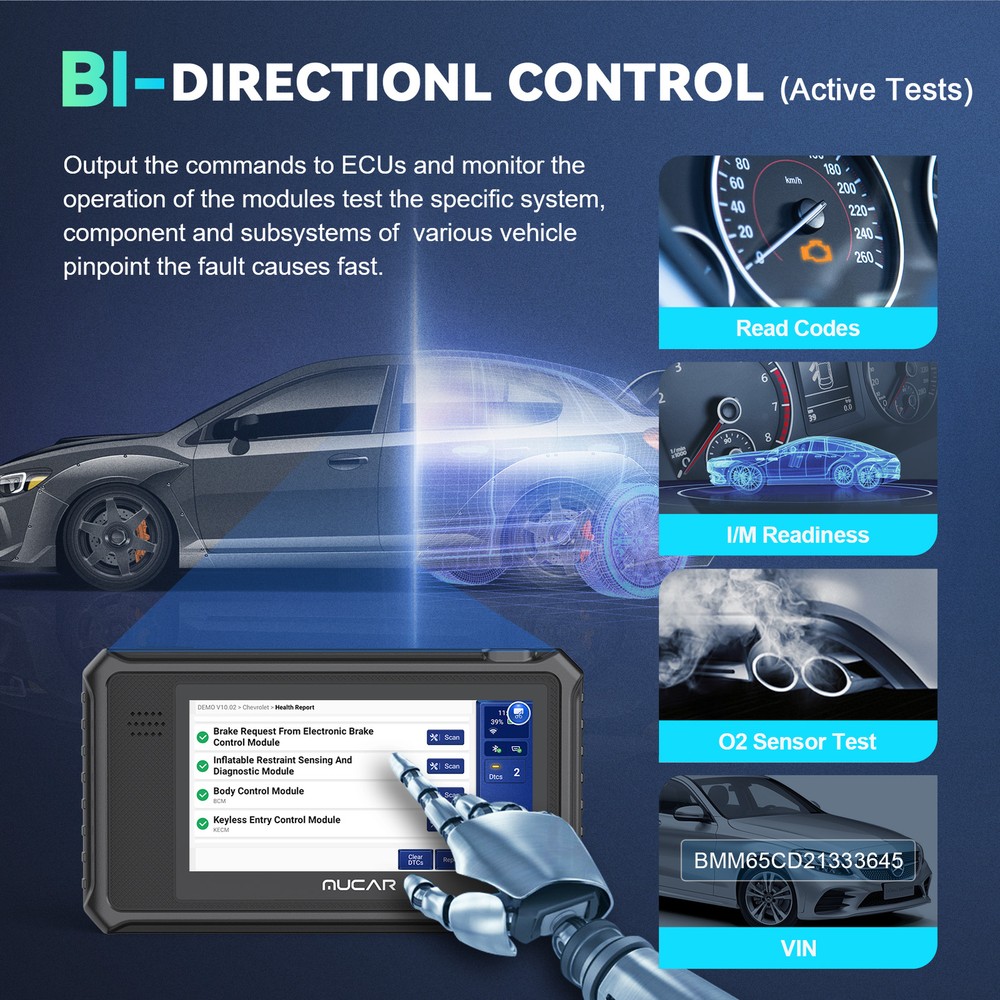 MUCAR OBD2 Scanner Diagnostic Tool All System IMMO Key Cod-ing Reader ABS TPM