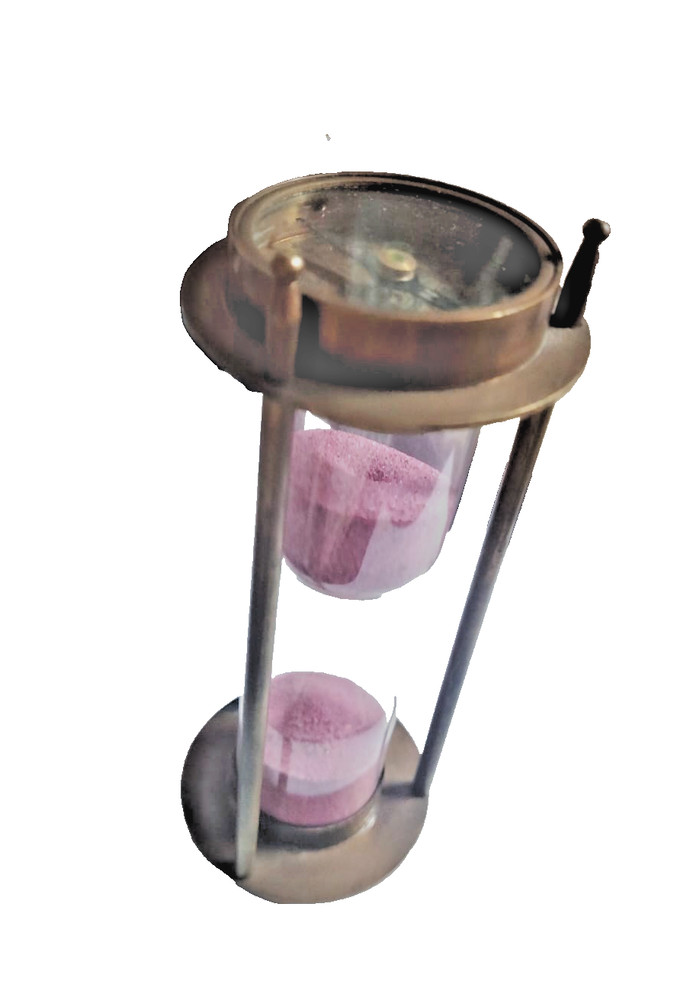 nautical brass sand timer hourglass. maritime double compass table decor gift