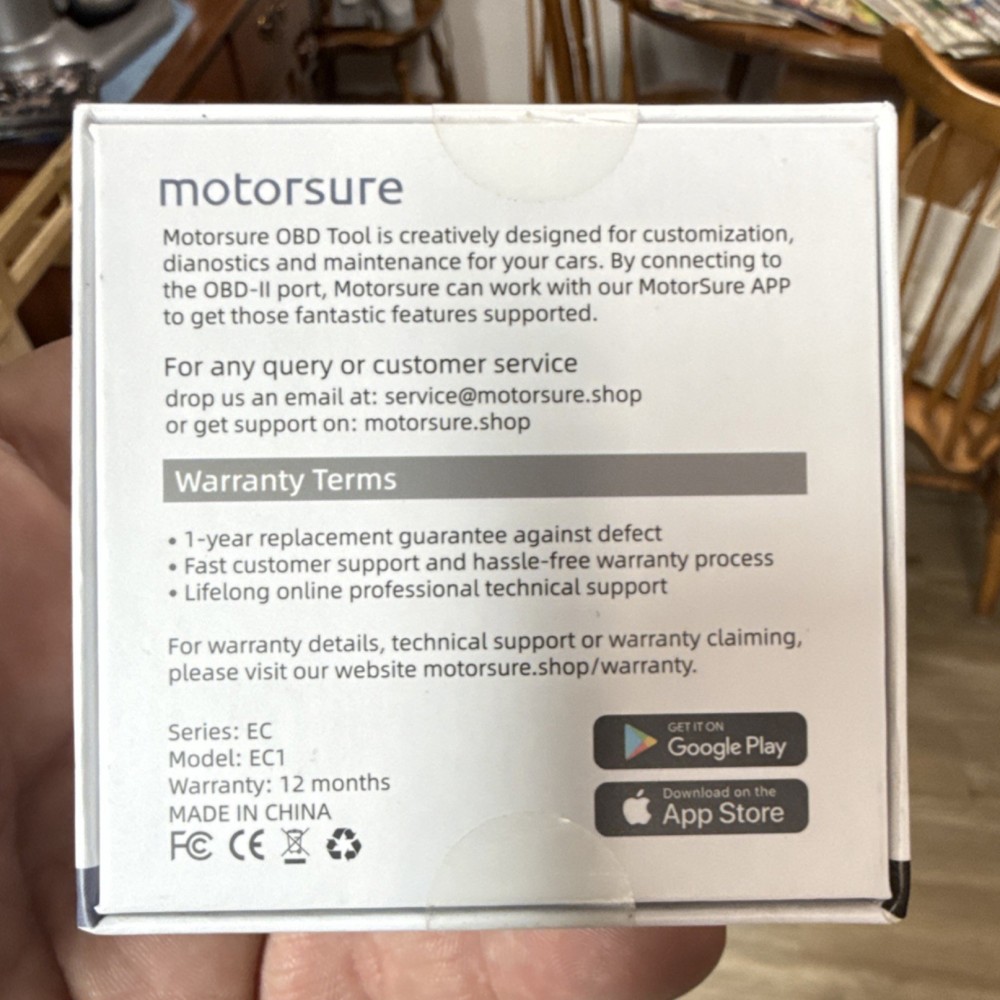 Motorsure EC1 Bluetooth OBD2 Scanner OBD-II Diagnostic Tool Code Reader NEW