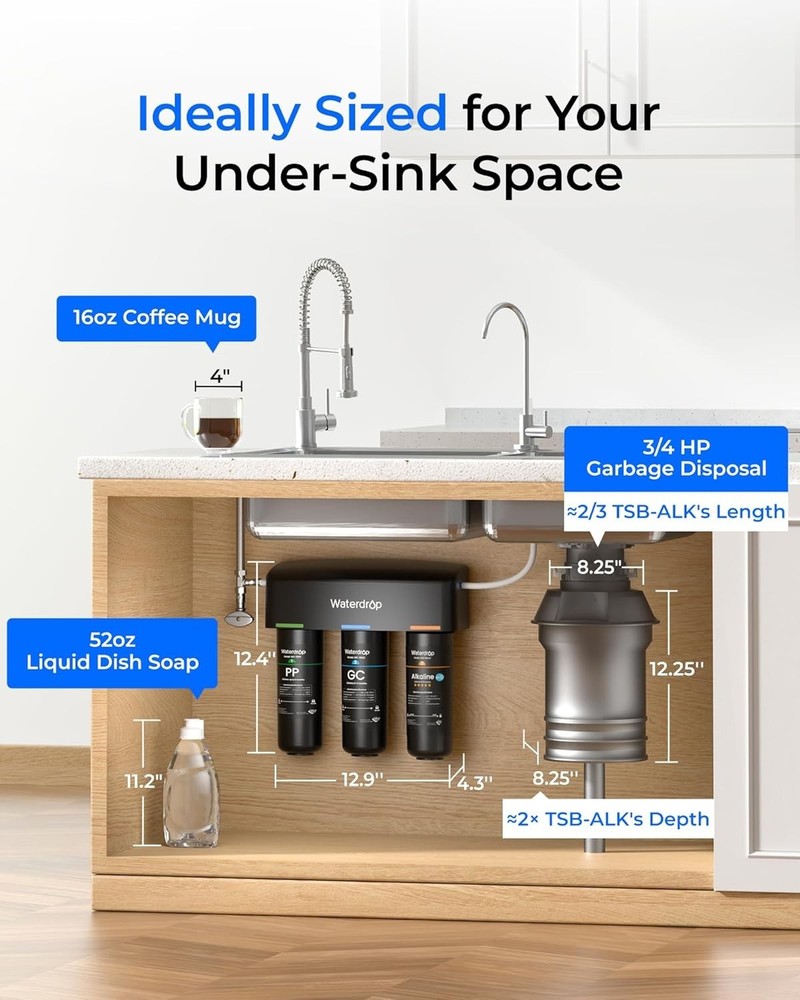 Waterdrop TSB-ALK 8 Layer Slightly Alkaline Under Sink Water Filter System