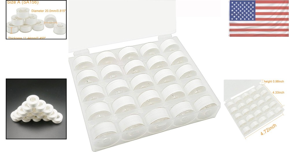 High-Quality 25pcs White Prewound Bobbin Thread for Easy Machine Embroidery