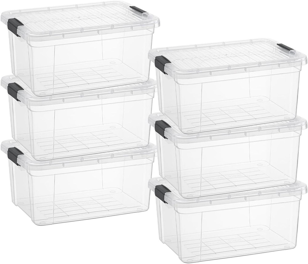 Superio Clear Storage Bins with Lids, 6 Pack- Plastic Storage Boxes - 3.4 Quart