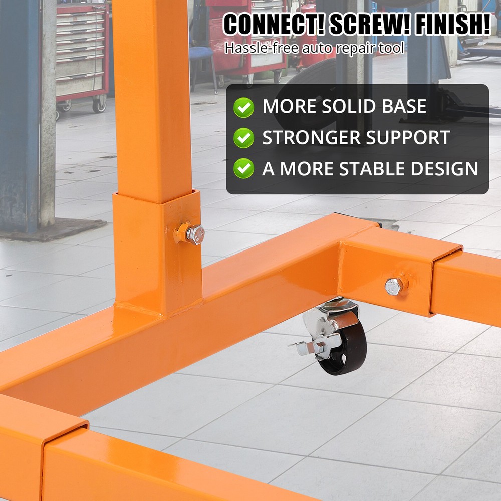 1300lbs Engine Stand U-Shaped Engine Hoist 360° Adjustable Mounting Head&Casters