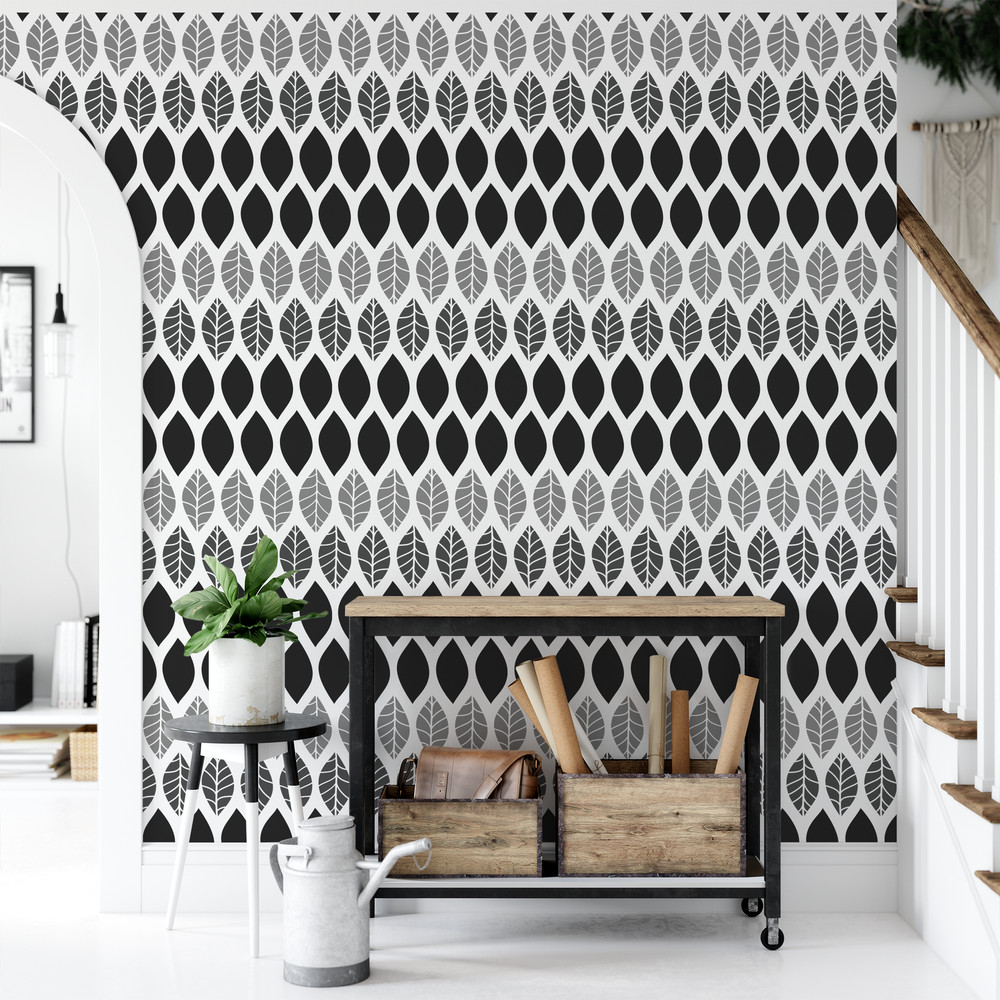 Bittersweet Leaf Pattern Wall Stencil - DIY Wallpaper Alternative