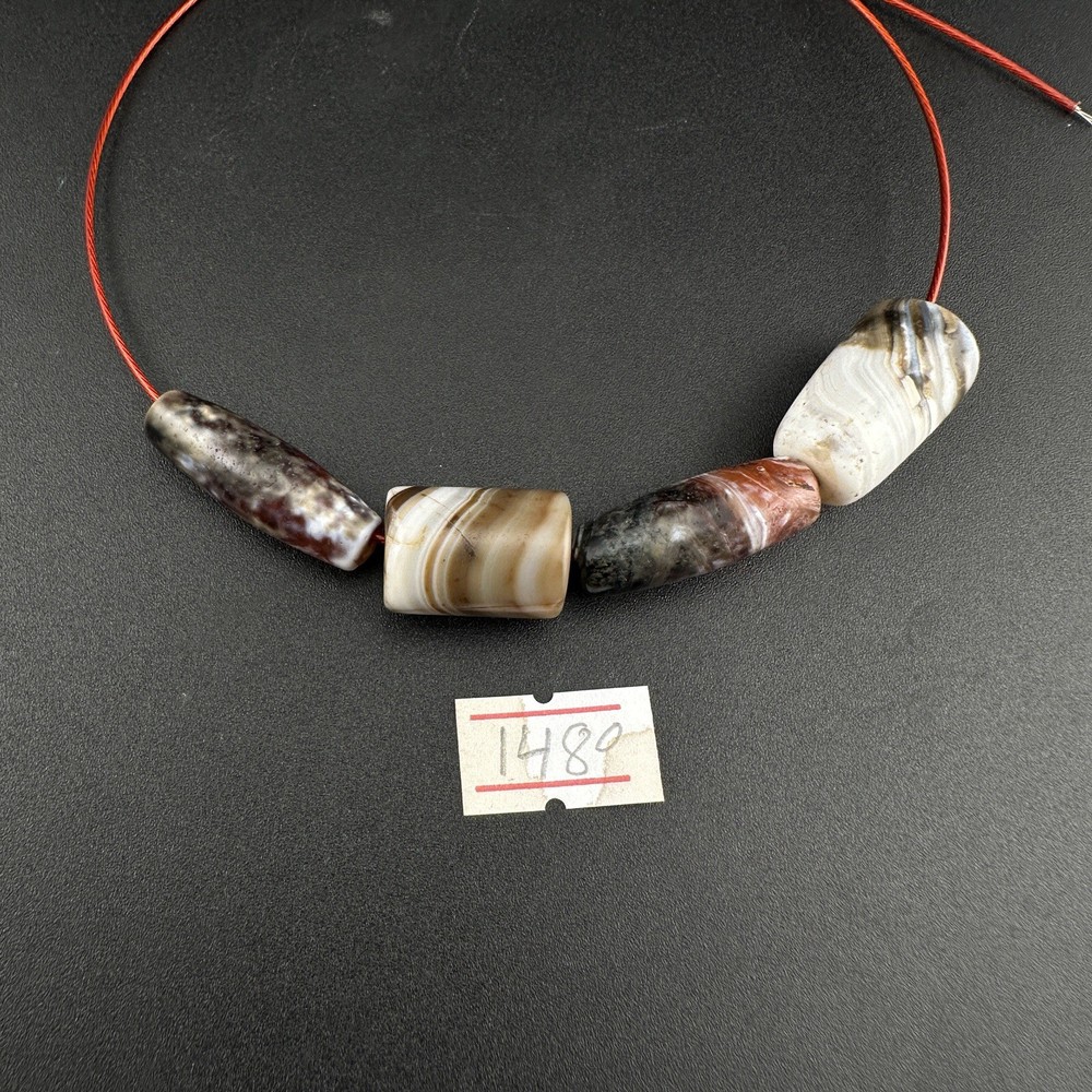 Rare Vintage Natural Pattern Suleimani Agate Beads Amulet