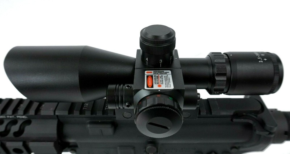 Adjustable 2.5-10x40 Compact Rifle Scope Illuminated Mil-Dot RED Laser & Mount
