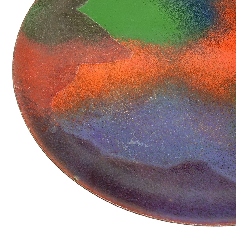 Abstract Aurora Borealis Maple Leaf Enamel On Copper Plate