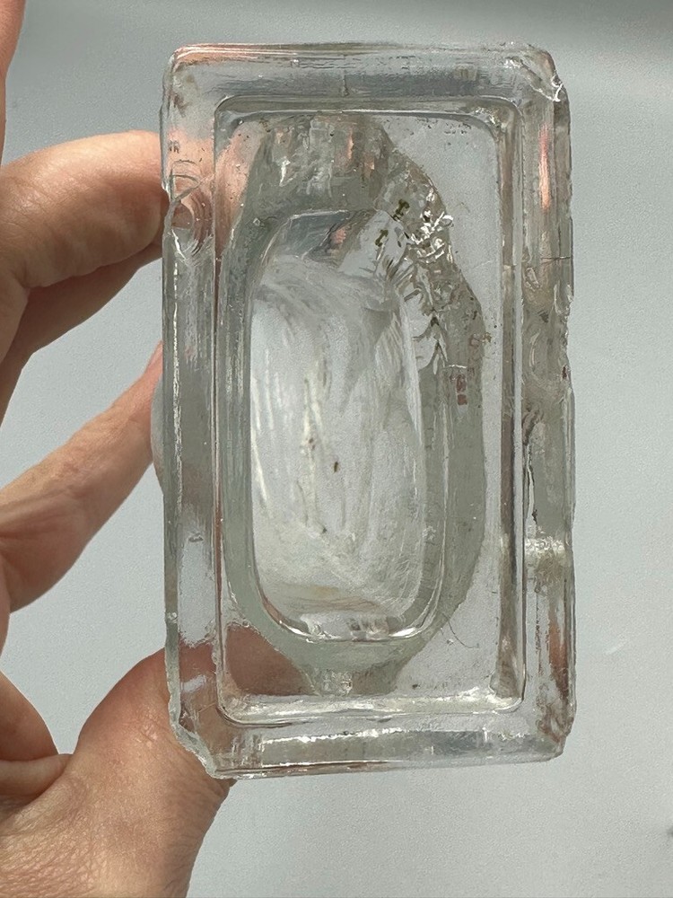 Antique EASTER BUNNY Rabbit with Laid Back Ears Glass CANDY CONTAINER A&E 616