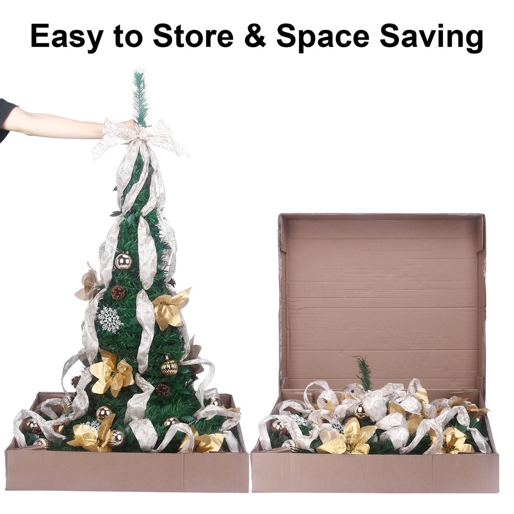 6Ft Pop Up Christmas Tree Pull Up Christmas Tree with 200 LED Lights & Remote