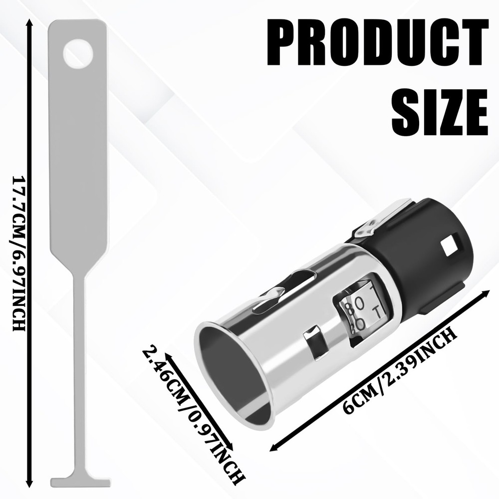 Cigarette Lighter Socket with Removal Tool, 12V Car black