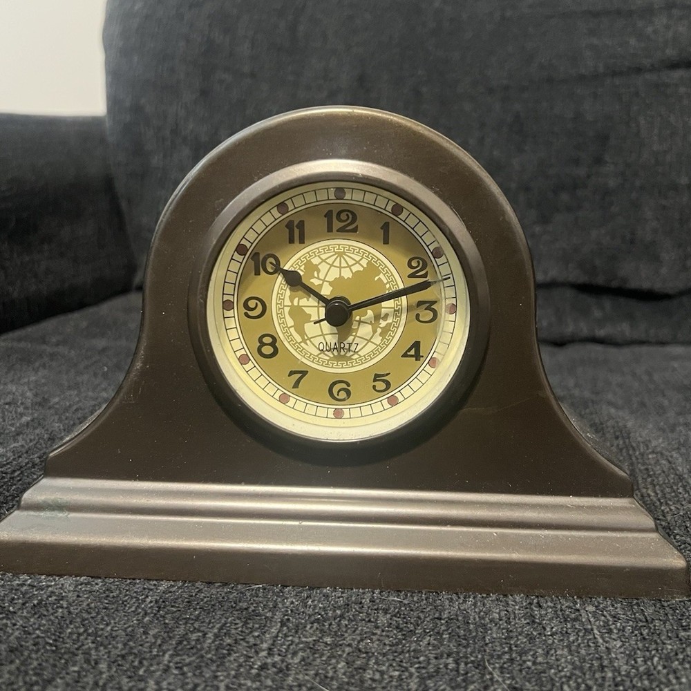 Traditional Mantel Clock Bronze Dome Quartz Analog Decorative Shelf Clock