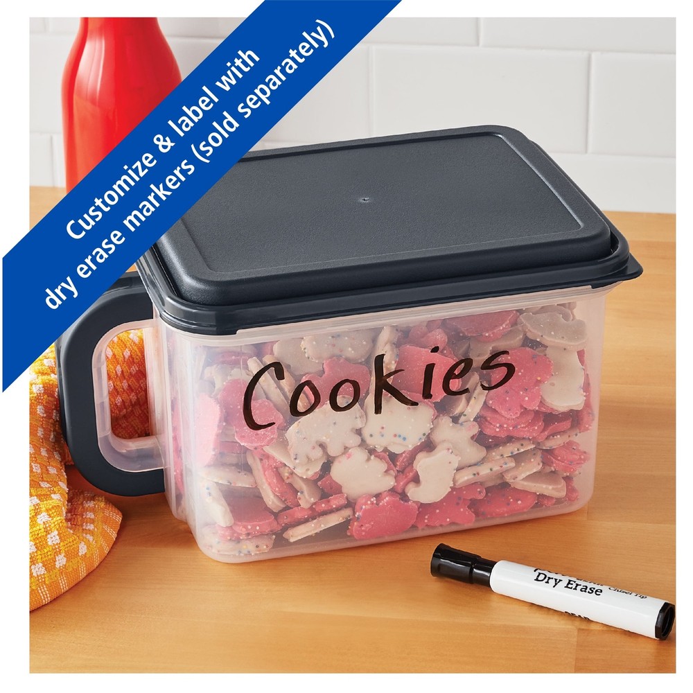 Mainstays Medium Canister with Handle, 21 Cups - Plastic, Gray Lid and Handle