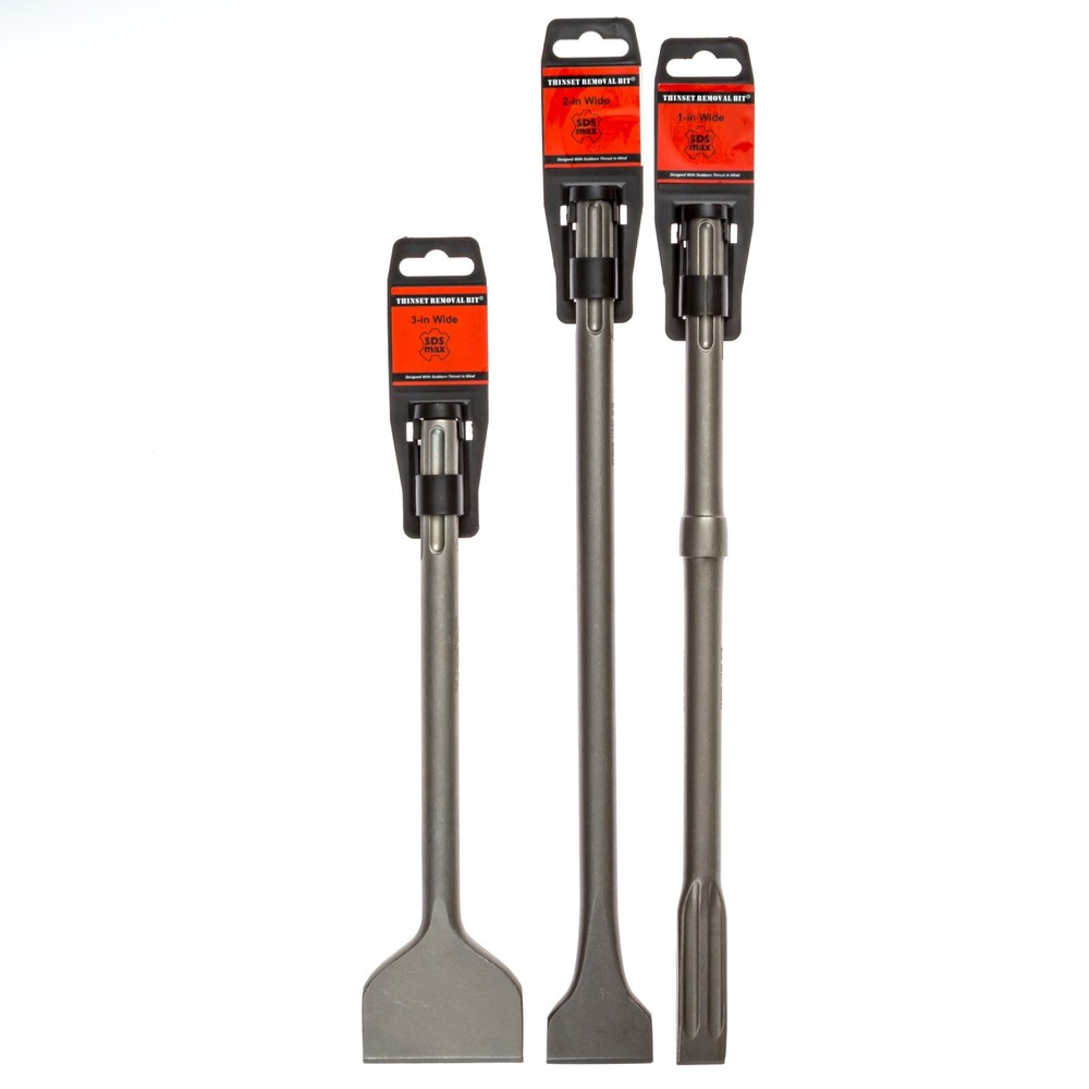 5 PACK- Thinset Removal Bit - 3 Piece SDS Max Chisel Set (15 TOTAL PIECES)