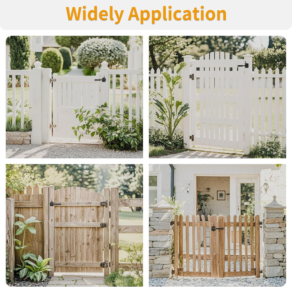 Heavy-Duty Self-Locking Gate Latch for Wood Fence Gate - Automatic Gravity Le...