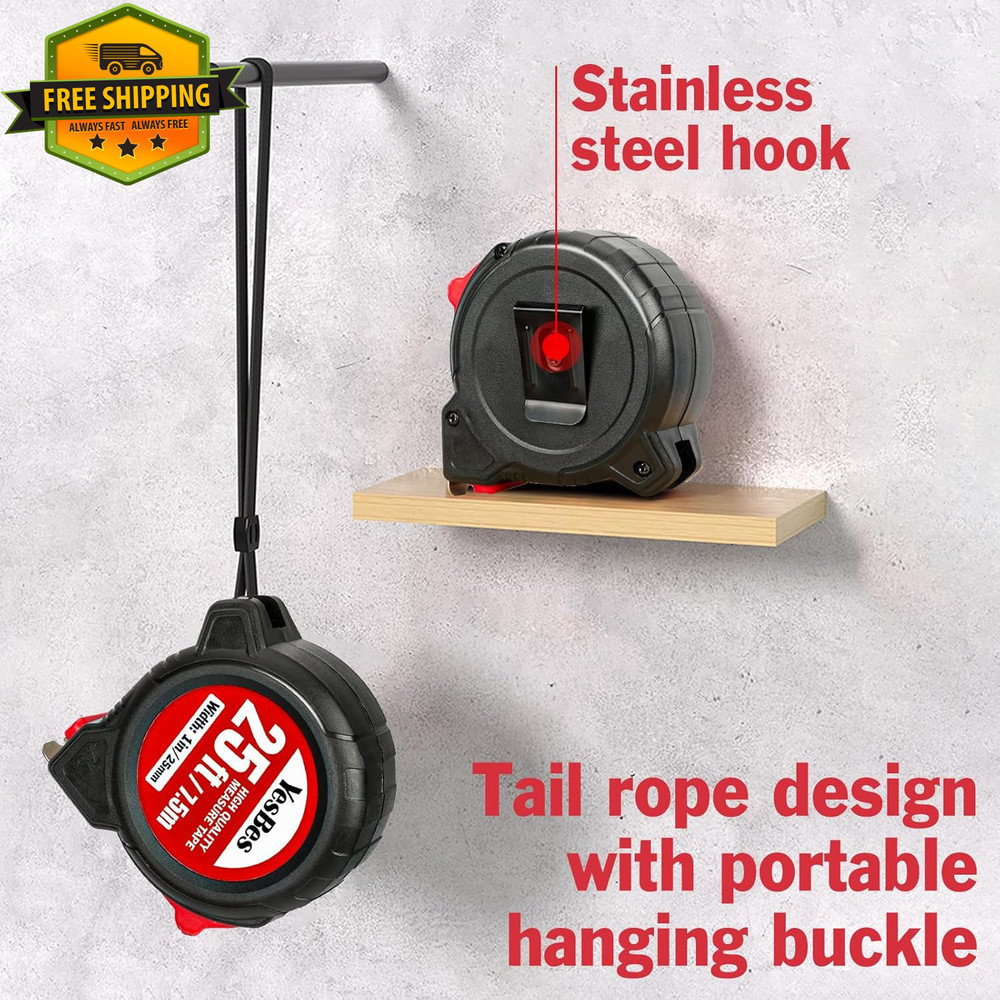 25ft Tape Measure Self Lock Retractable Easy Read Bulk Pack