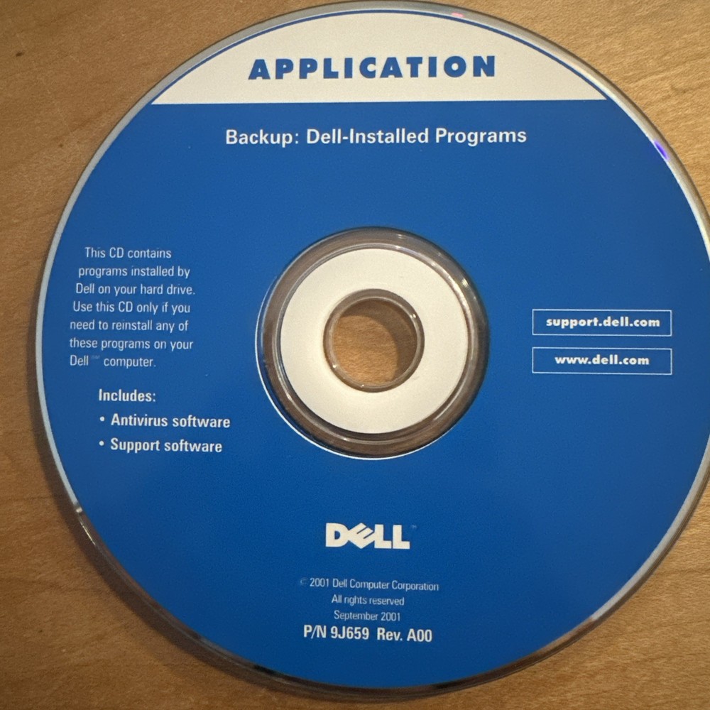 Dell Application Backup: Dell-Installed Programs Software CD