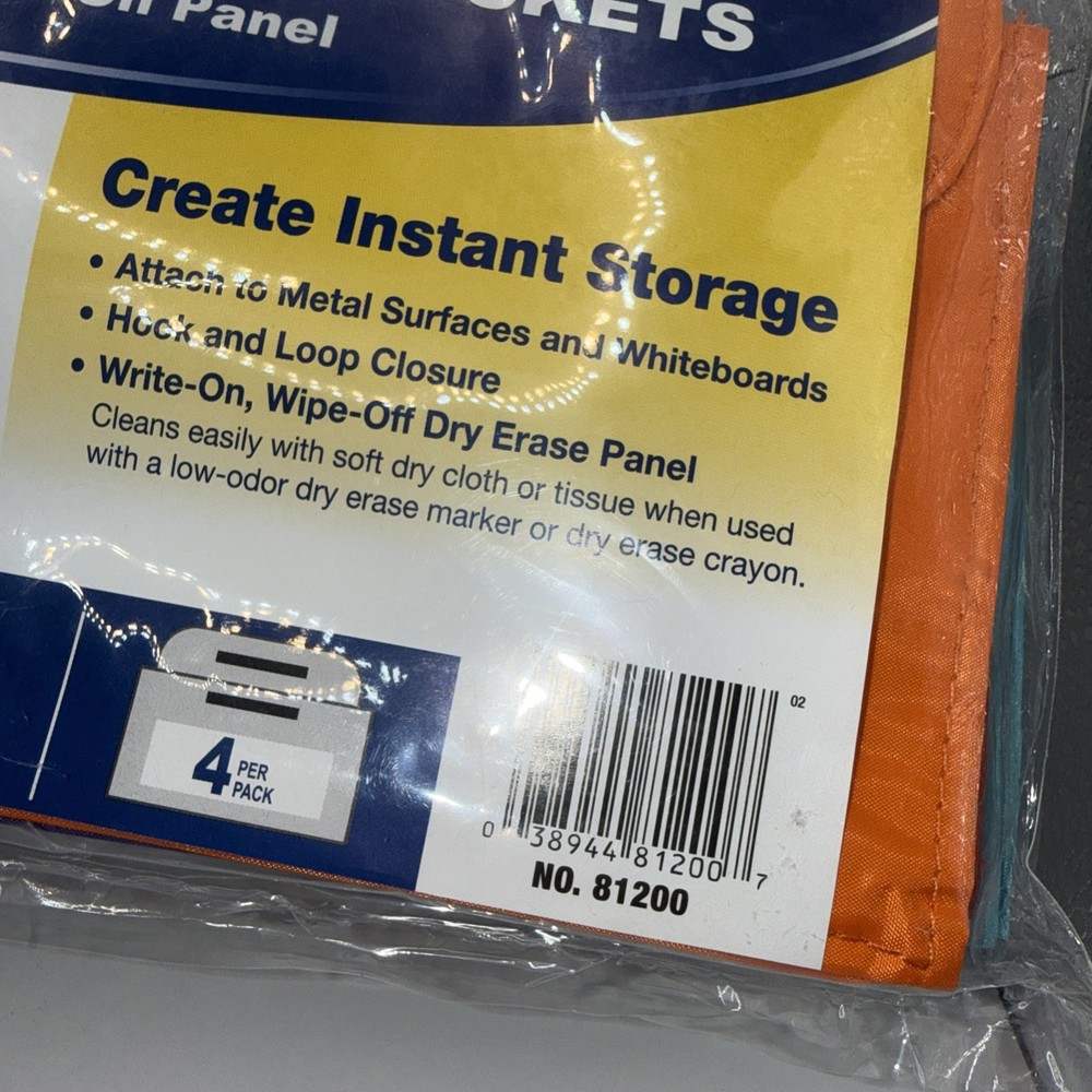 C-Line Magnetic Storage Pockets with write on panel 4 Per Pack 10” x 6” NWT