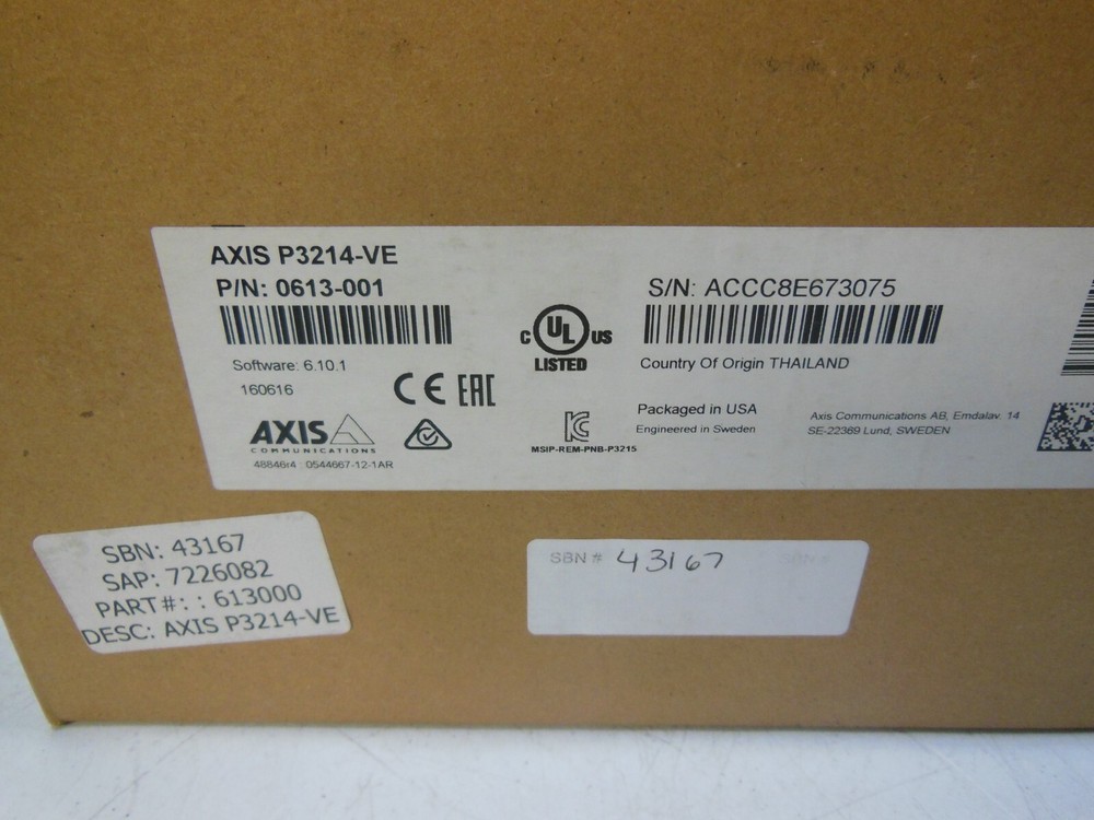 AXIS P3214-VE 0613-001 Network Security Camera for Dome POE IP - New