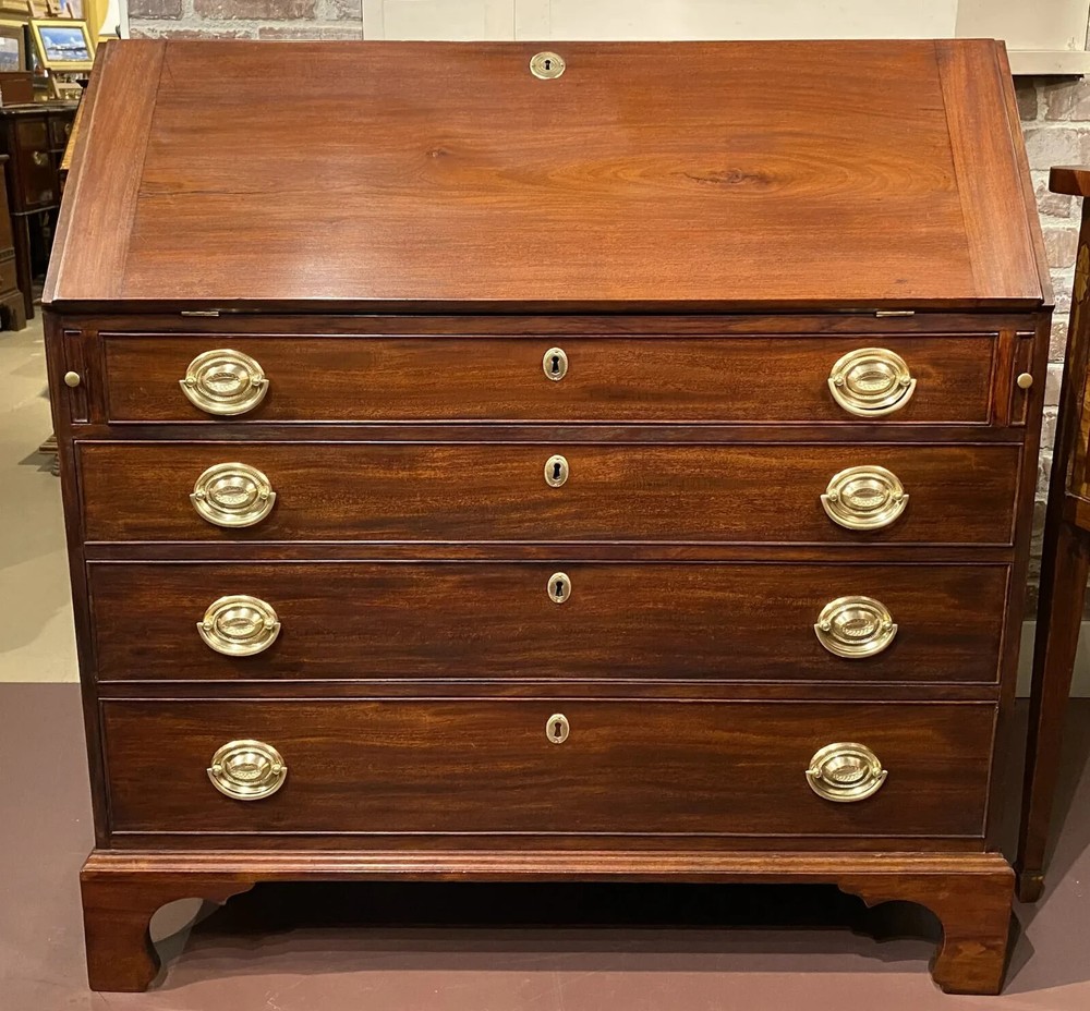 18th c Massachusetts Fall Front Desk in Mahogany