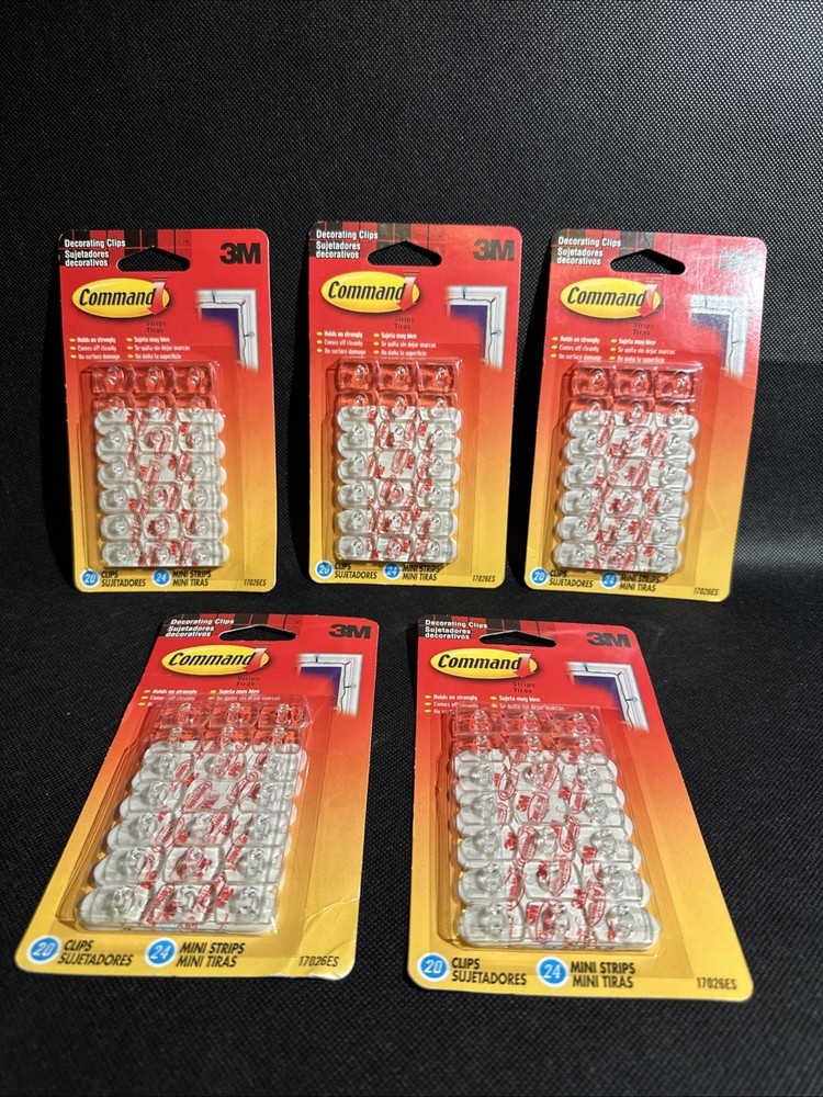 3M Command  Decorating Clips 100 Pieces In 5 Packs 17026ES Clear Hooks