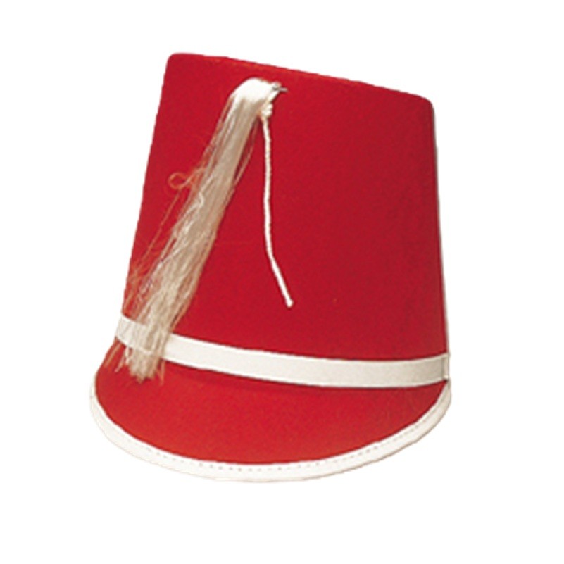 Red/White Drum Major Hat - Costume Accessory - *Slight Defect*