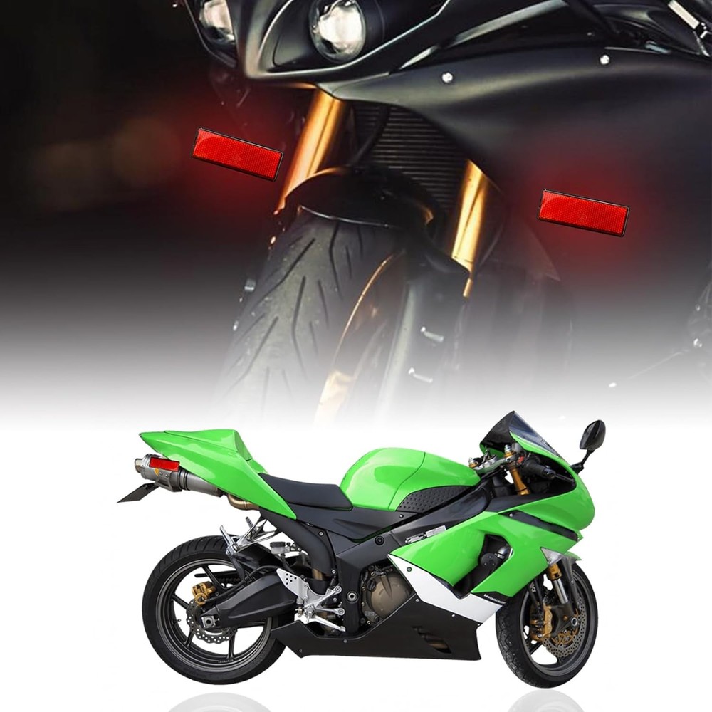 2 PCS M6 x 1.0 Motorcycle Reflectors, Plastic Screw Rectangular Red 56×25mm