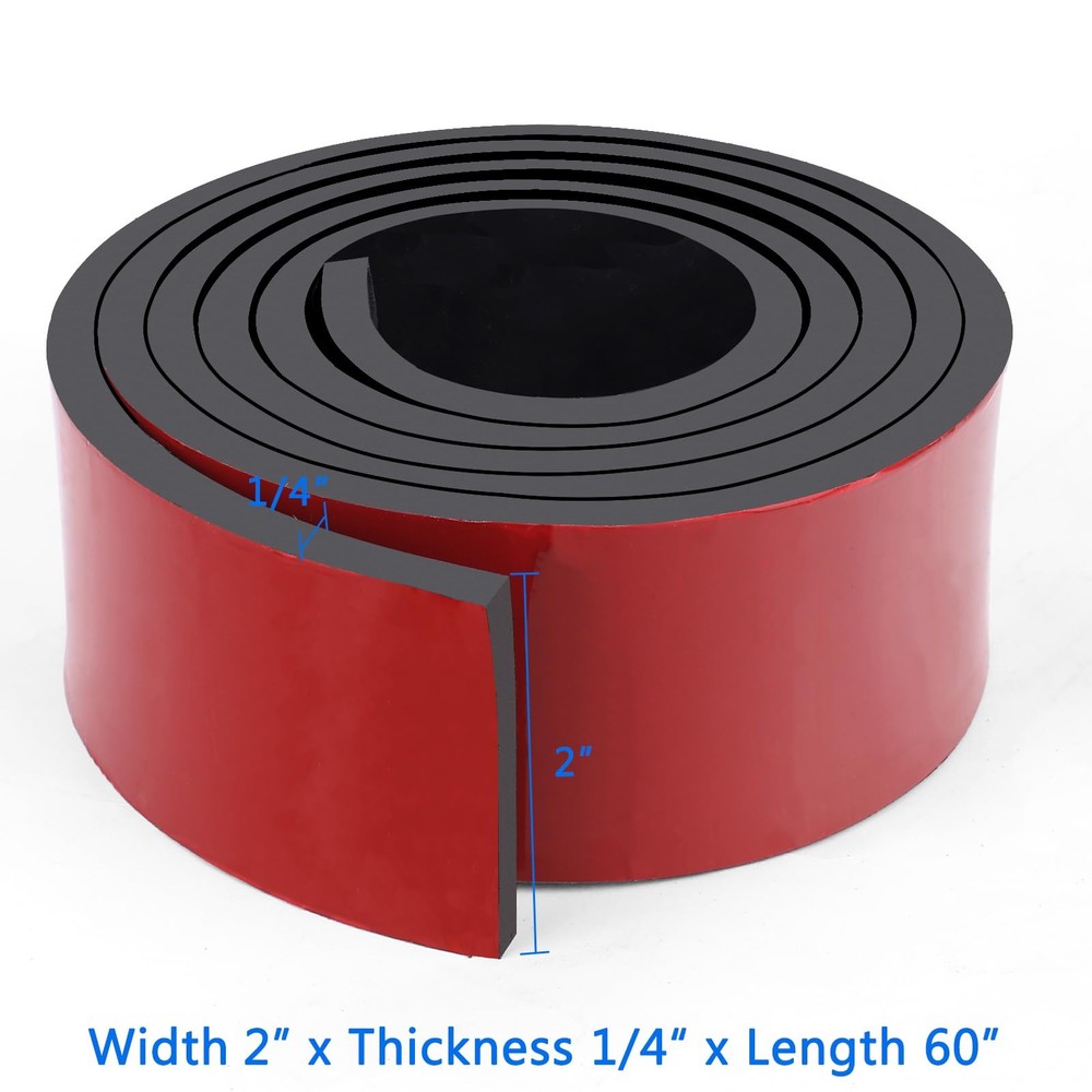 WochiTV Adhesive Solid Rubber Strips, 2 Wide x 1/4 Thick x 60 Long Self Stick...
