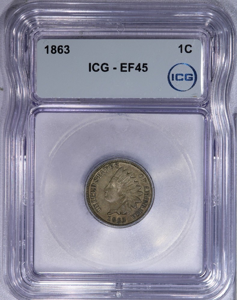 1863 Indian Cent 1C ICG EF45 XF45
