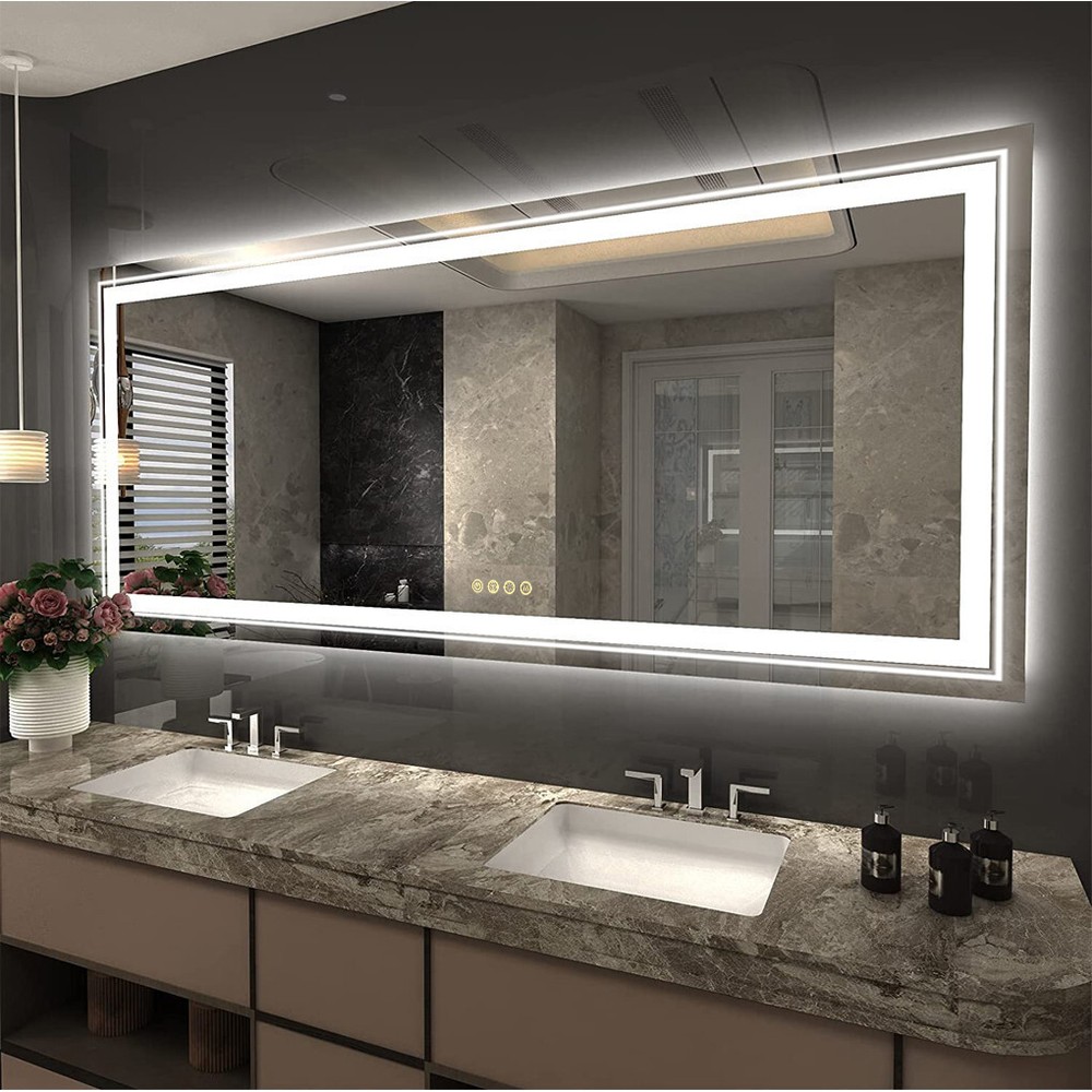 Large Full Size LED Bathroom HD Mirror Antifog Vanity Mirror Vertical/Horizontal