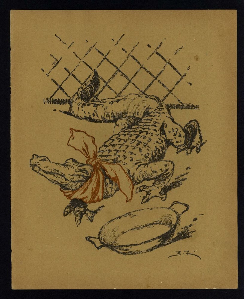 Crocodile Dental Problem Lithograph Print Image From 1923