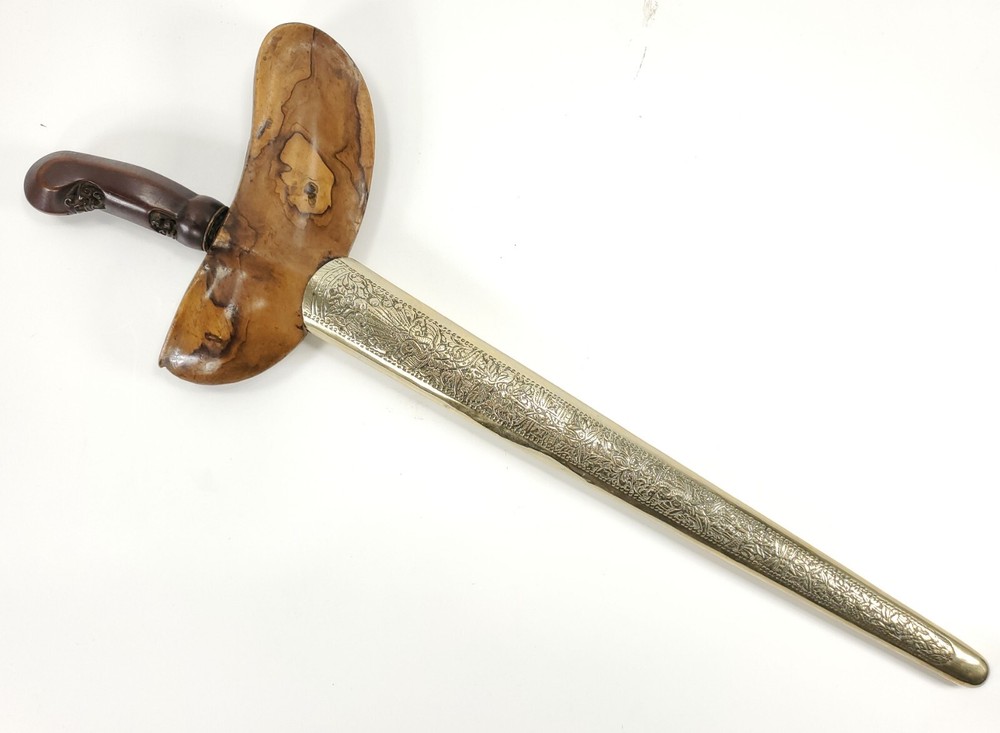 Kris Keris Knife Dagger Indonesia Borneo Java Folded Nickel Steel with Scabbard