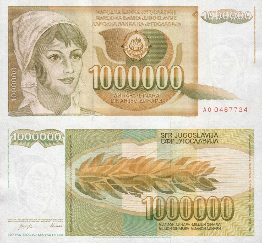 Yugoslavia 1989 - 1000000 Dinara - Pick 99 UNC