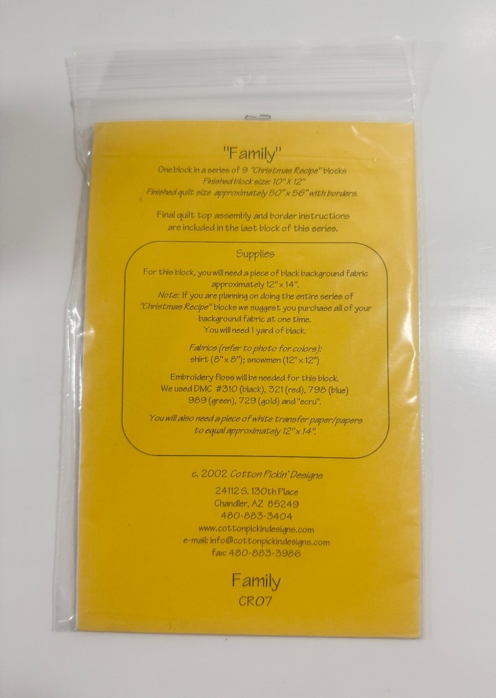 "FAMILY" Pattern by Cotton Pickin' Designs