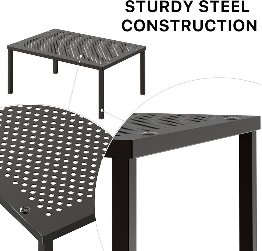 Expandable Stackable Cabinet & Counter Shelf Organizer W/ Steel Surface Bronze