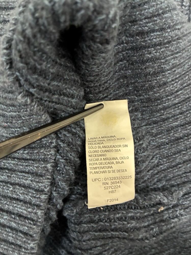 GH Bass Sweater Mens Medium Blue Sherpa Lined Mock Neck Quarter Button Pullover
