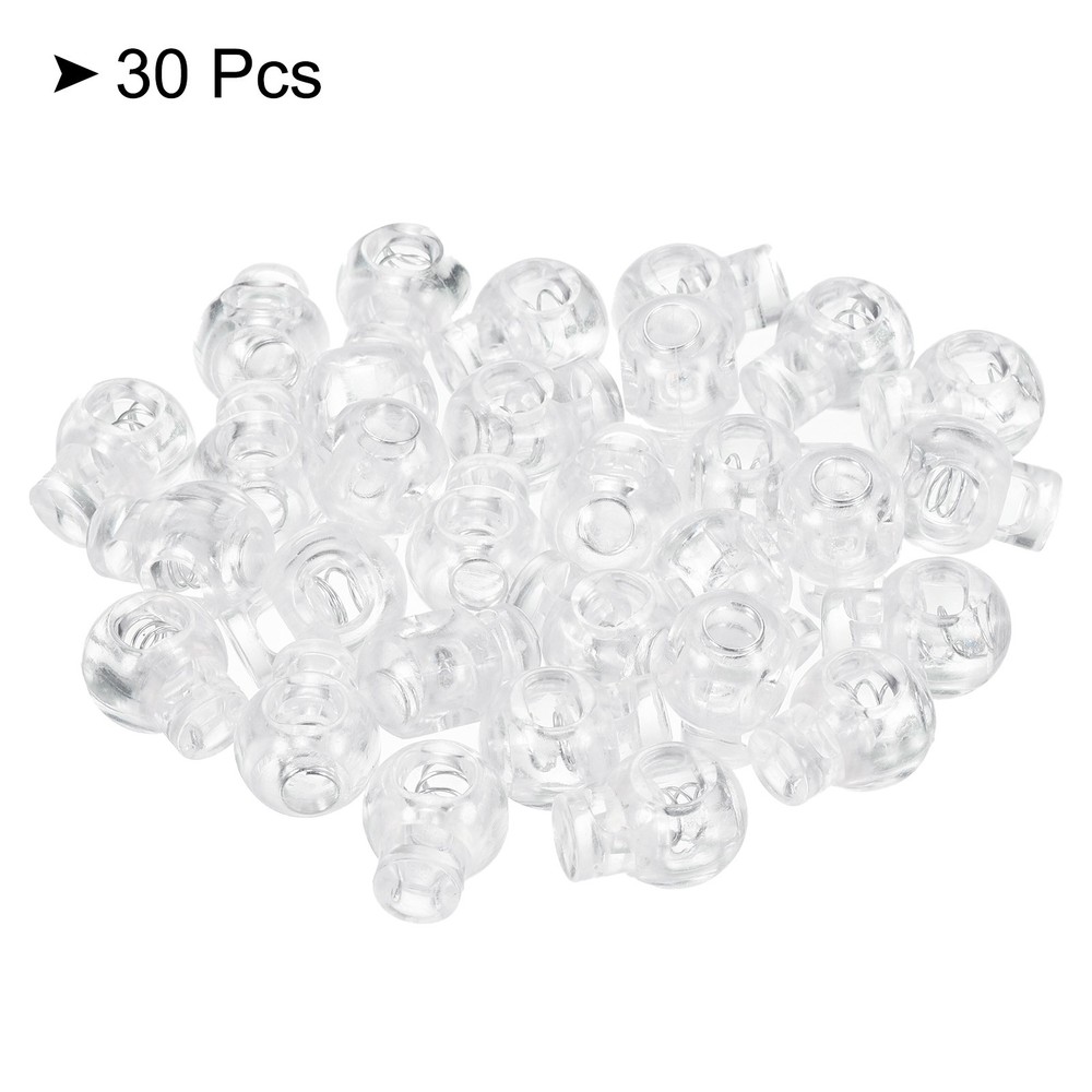 30 Pack Cord Locks Ball Spring Toggle Stopper Translucent
