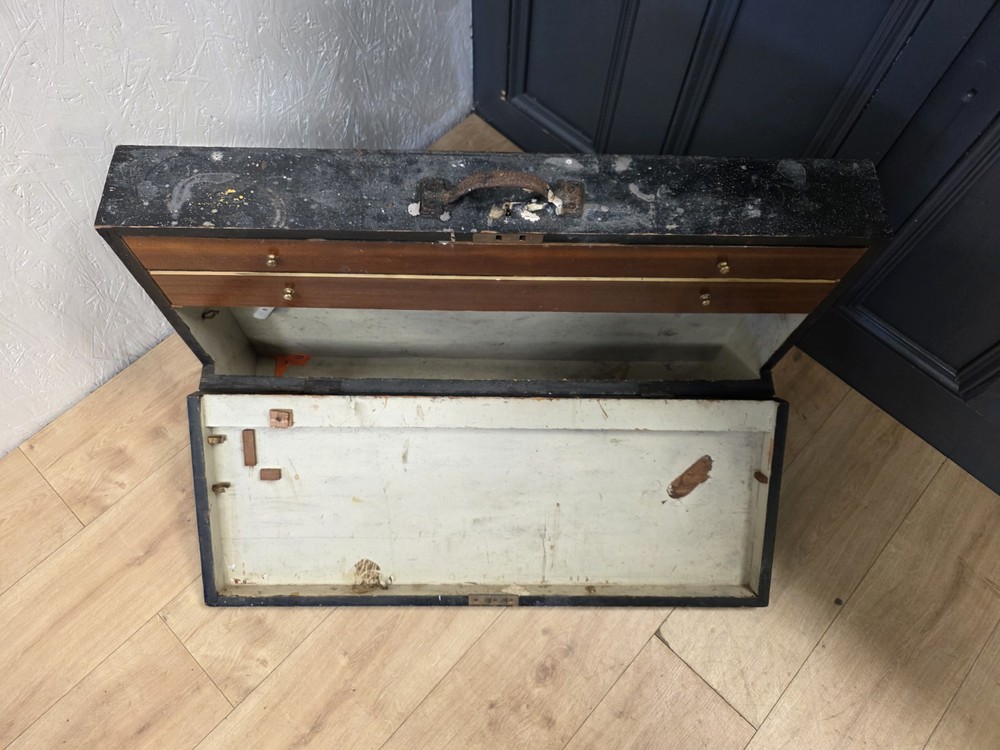 Vintage Carpenters Black Painted Tool Box