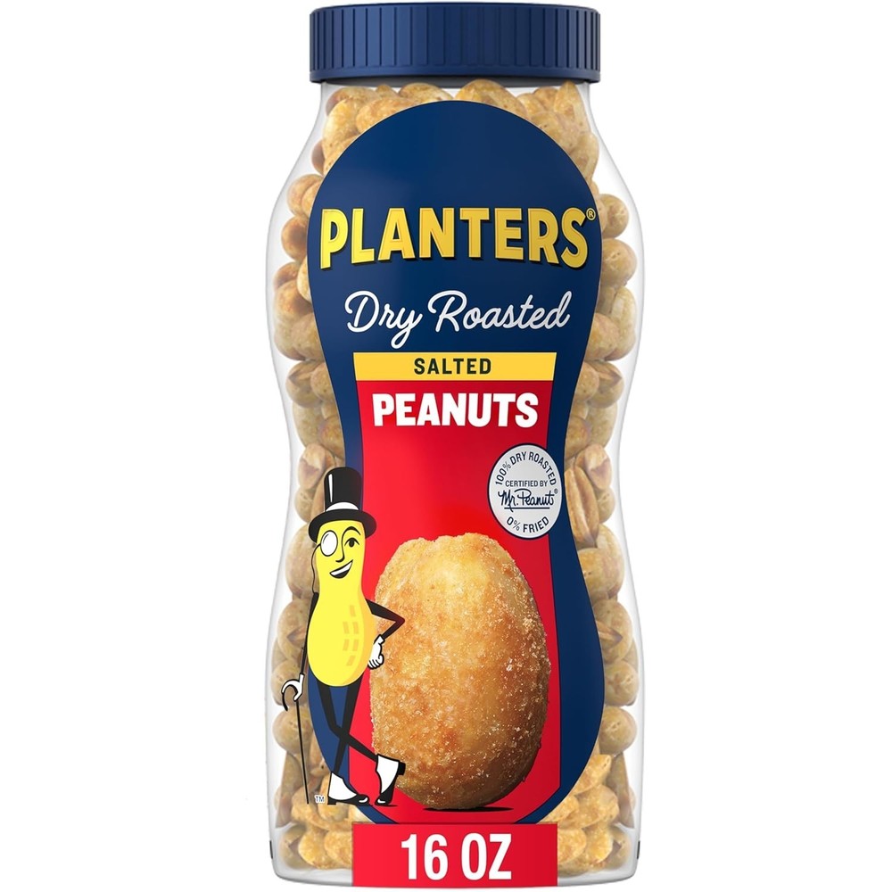 PLANTERS Salted Peanuts Dry Roasted Peanuts Party Snacks Plant Based Protein