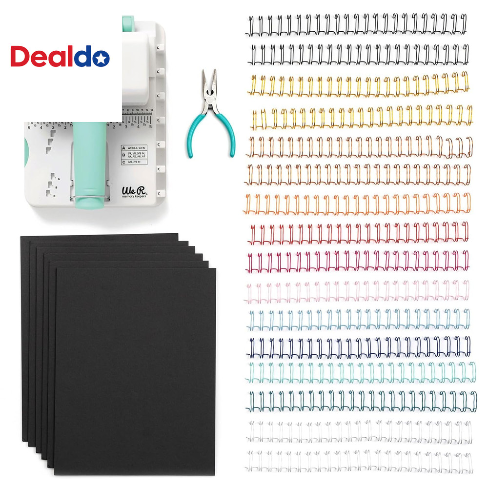 Mini Cinch Bundle Includes Book Binding Machine, 16 Wires, Wire Cutters, and Six