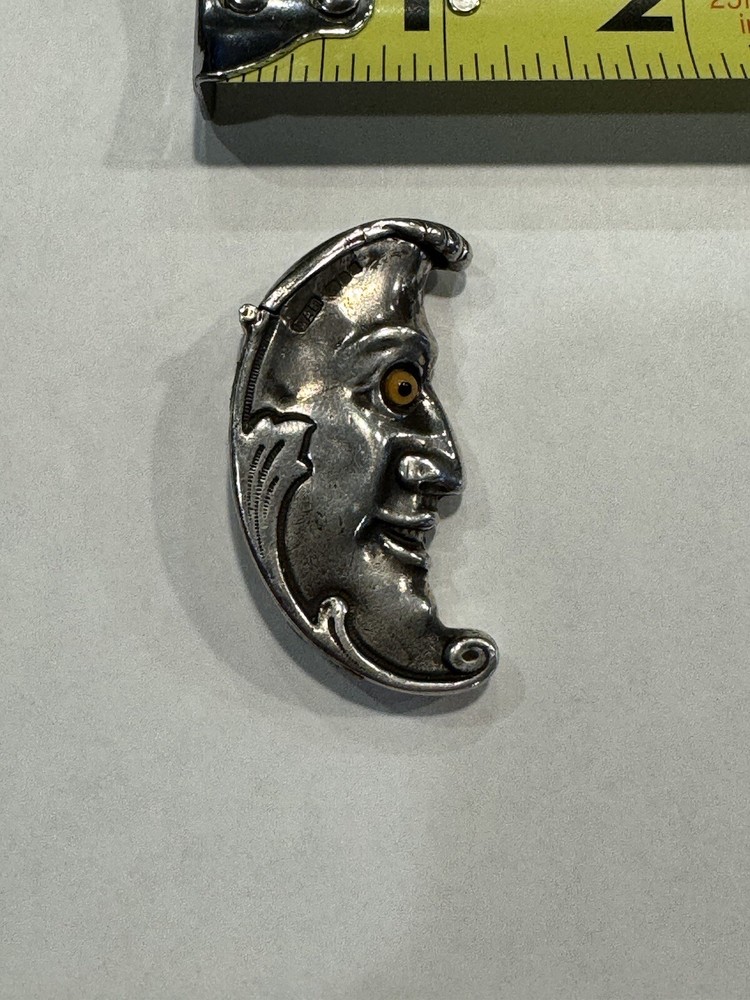 David A. Bowles DAB English Sterling Silver Moon Man Match Safe