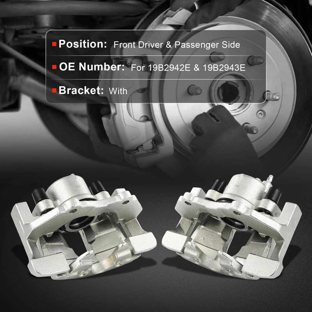 cciyu Front Left & Right Brake Calipers Assembly w/Bracket 19B2942E 19B2943E ...