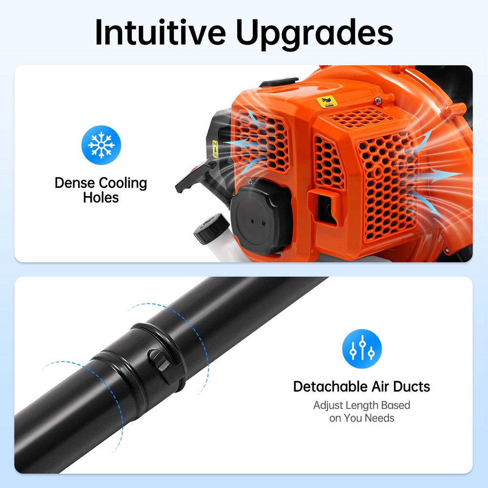 Upgraded 63CC 2-Stroke Commercial Backpack Gas Leaf Blower Lawn Grass Blower