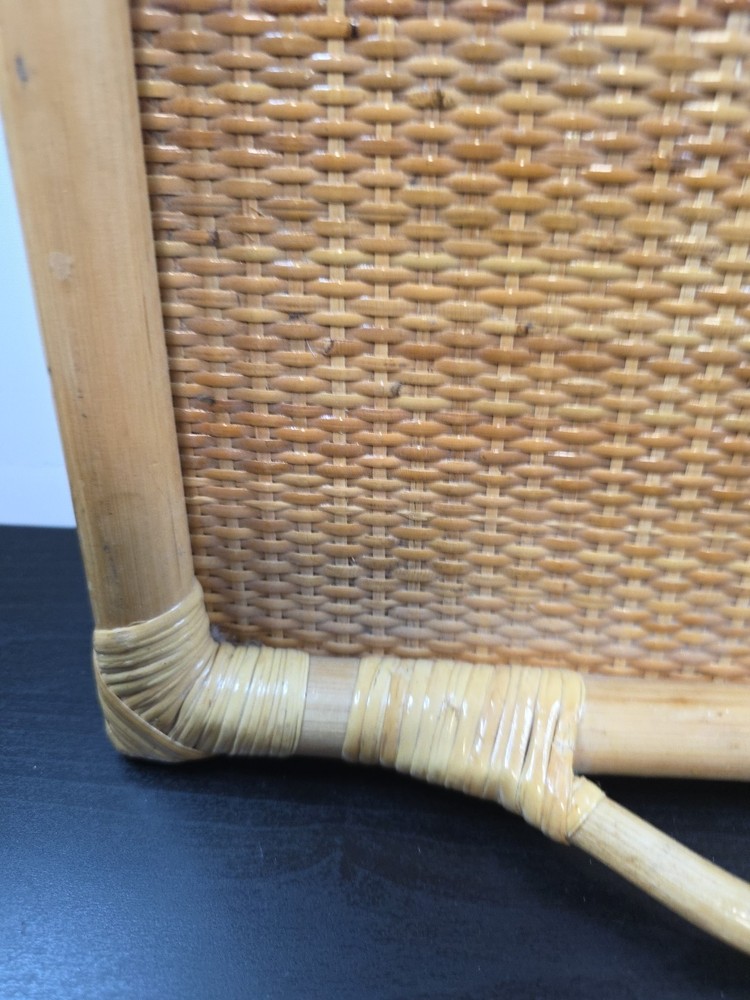 Bamboo Rattan Folding Serving Tray Boho Decor 21"