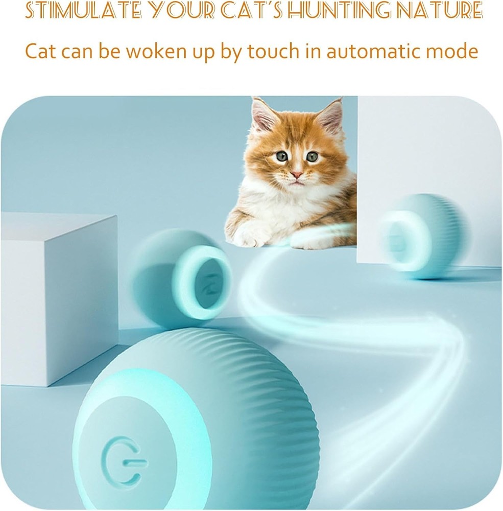 Trumoon Interactive Cat Toy, Automatic 360 Self-Rotating Rolling Ball for Indoor